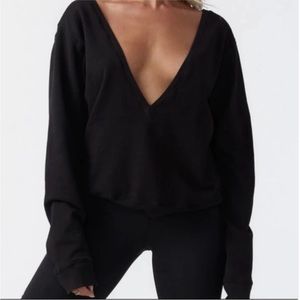 Joah Brown Get It Deep Vneck Pullover in Black Size S/M